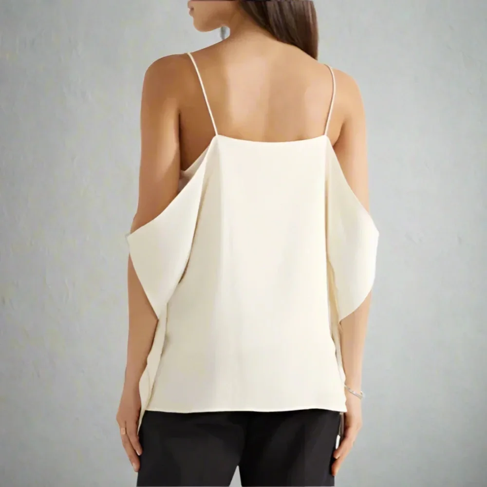 THEORY NWT Petteri Rosina Crepe Camisole Cami Tank Top Blouse S Black - Picture 5 of 10